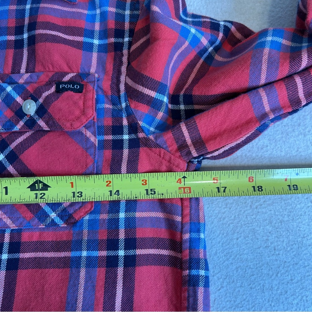 Polo by Ralph Lauren‎ Boys Red and Blue Plaid Kids Flannel Button Down Size S-8 - Picture 7 of 9